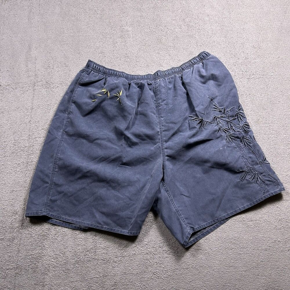Bamboo Cay Swim Shorts Men's XXL Embroidered Y2K Minimalist Resortwear Blue